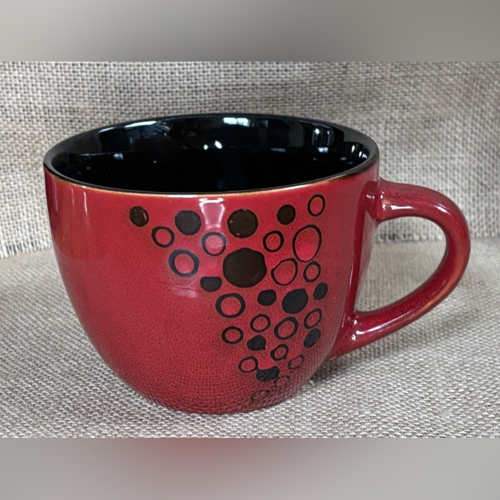 Tara Reed Blue Harbor Collection Deep Red Black Mug Coffee Latte Cup Jumbo